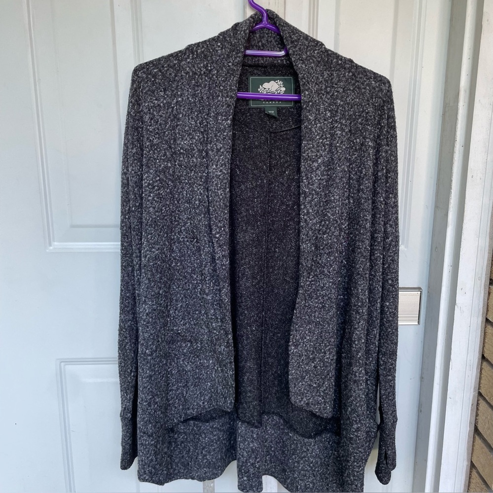 Roots Canada Open-Front Cardigan Women's Medium Gray
